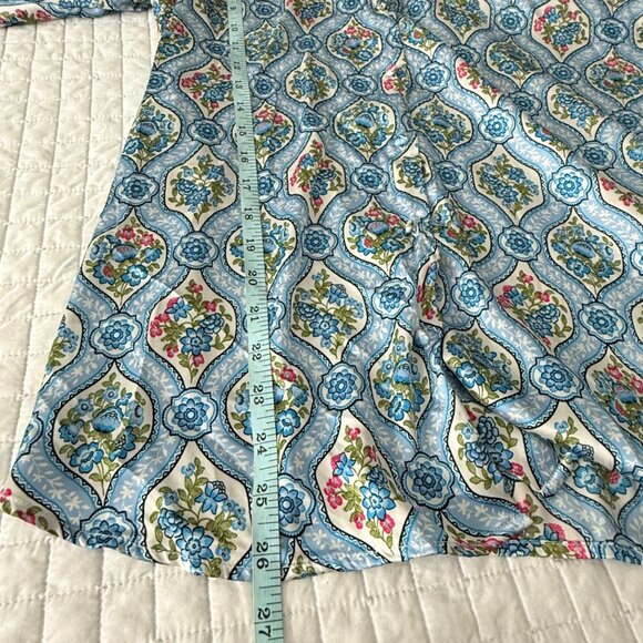 Haver & Blair Womens Button-Up Long Sleeve Floral Blouse M Blue/White 100% Polye - Picture 7 of 9